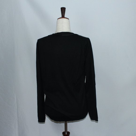 EUC Ann Taylor Black Cardigan Sweater w/Satin - Picture 2 of 2
